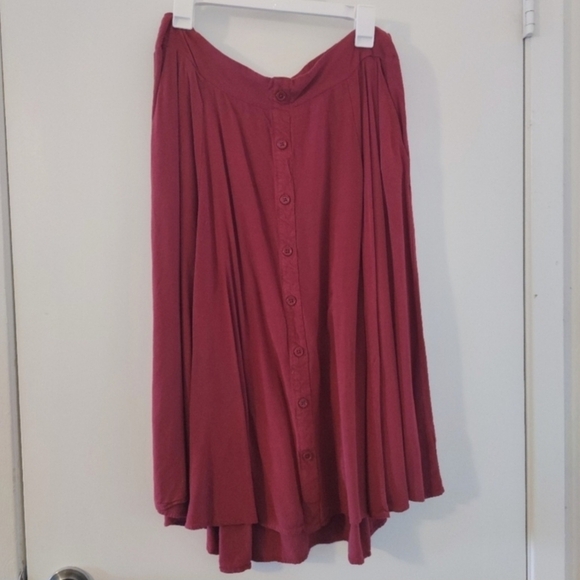 Torrid Burgundy Red Challis Button Front Midi Skirt Women's 1X Plus Size EUC - Picture 6 of 11